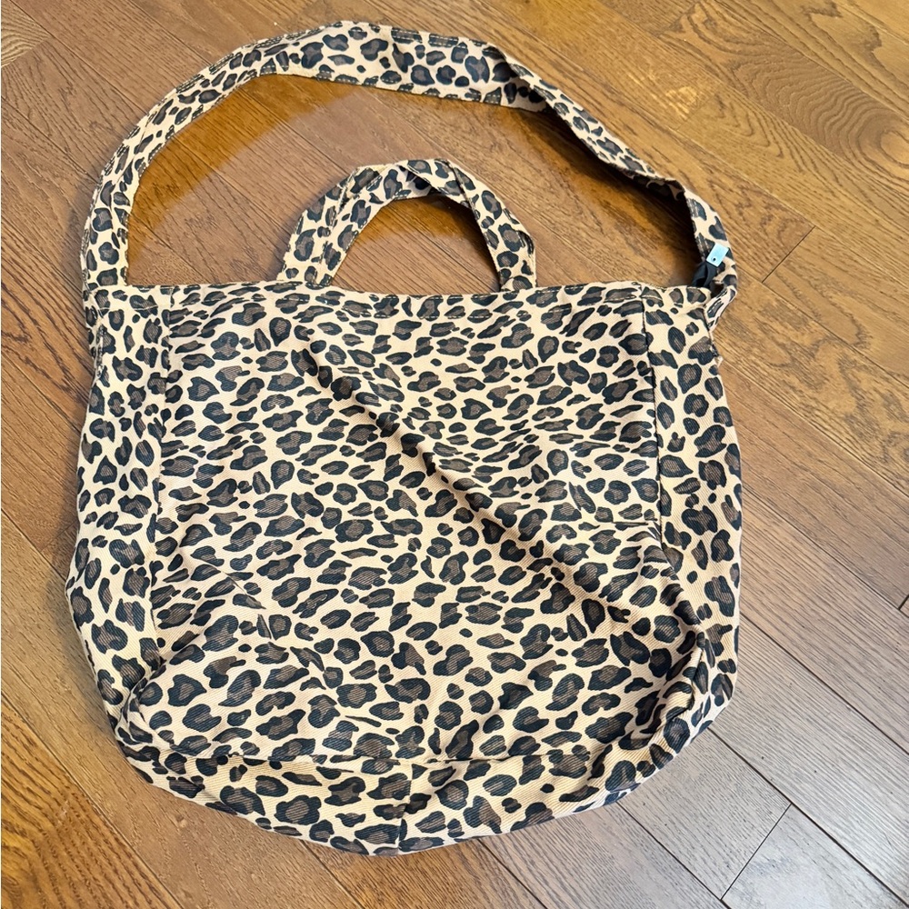 NWOT Tan Leopard  Print Fabric Tote - Crossbody with Two Handles